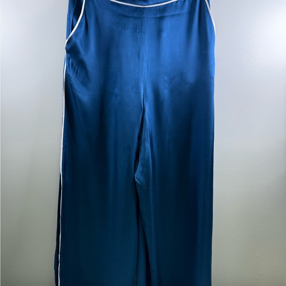 Blue Satin Wide-Leg Pants (366)